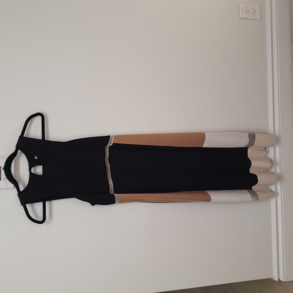 SHONA JOY COLOR BLOCK SILK MIDI DRESS SIZE US 4